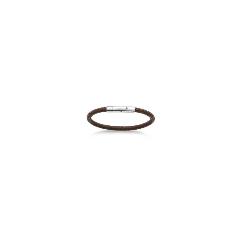 Bracelet pour charms homme cuir marron