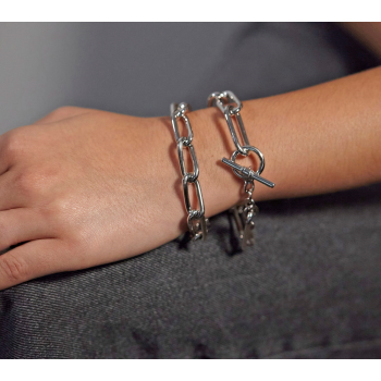 bracelet grosse maille argent