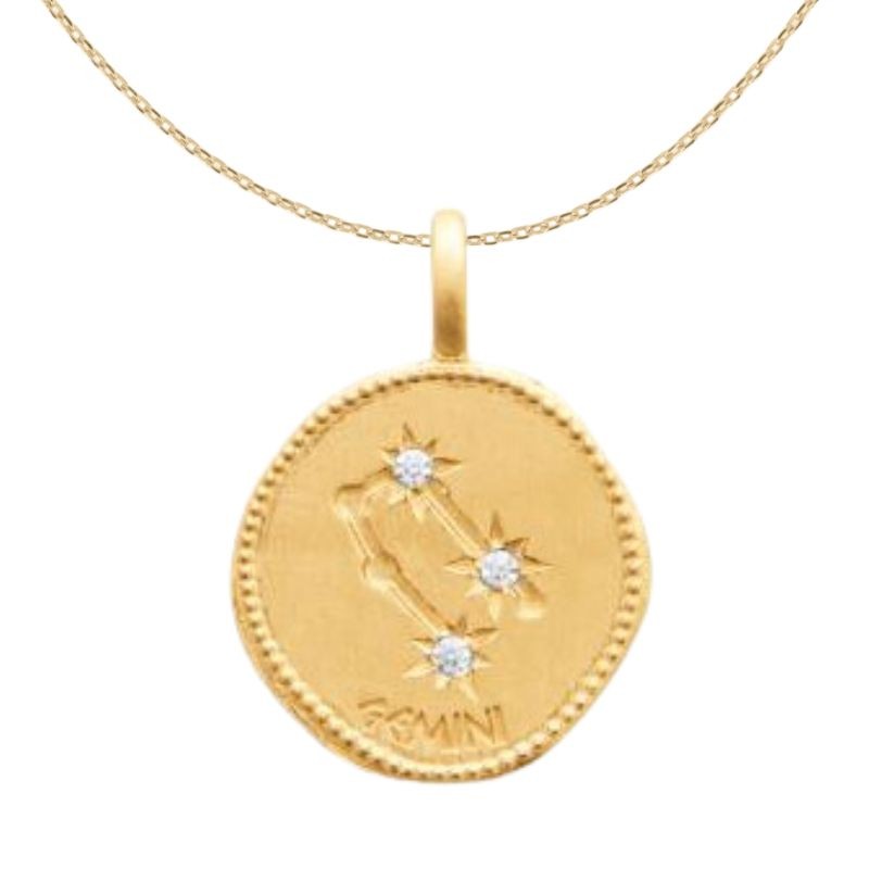 Collier avec Pendentif constellation du Gémeaux plaqué or