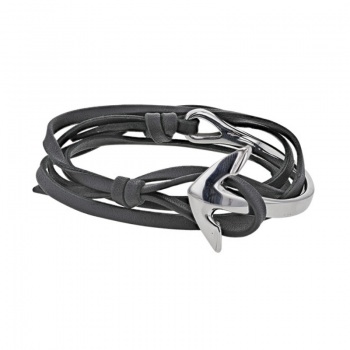 Bracelet Lacet Cuir et Ancre Marine