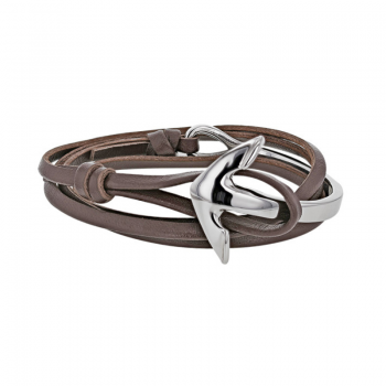 Bracelet Lacet Cuir et Ancre Marine