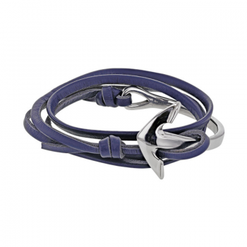 Bracelet Lacet Cuir et Ancre Marine