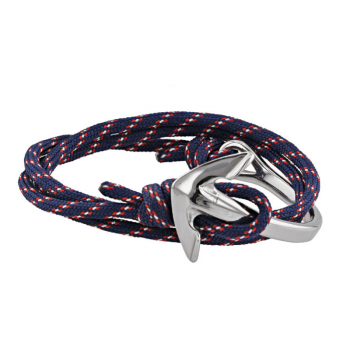 Bracelet cordon triple tour bleu Ancre Marine