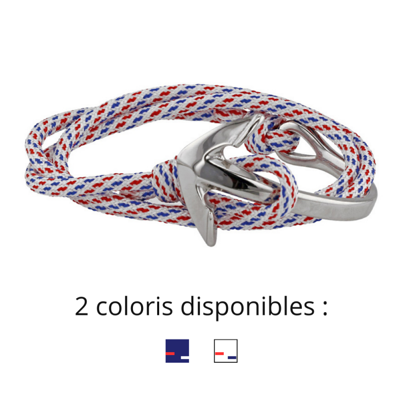 Bracelet cordon triple tour blanc Ancre Marine