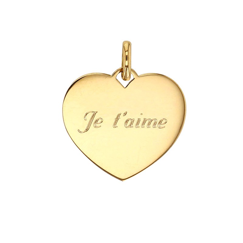 Pendentif Coeur gravé Je t'aime