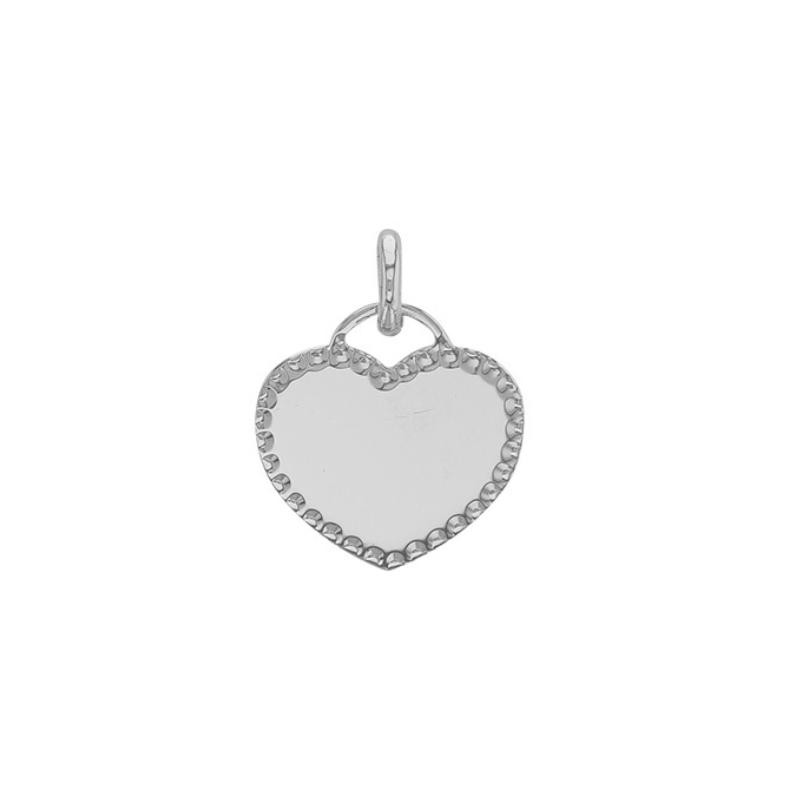 Médaille Coeur perlé à graver argent