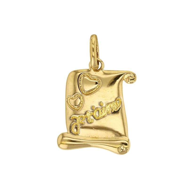 Pendentif Parchemin Je t'aime plaqué or