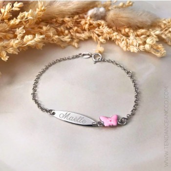 Gourmette Fille Papillon argent