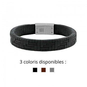 Bracelet Cuir Tressé Noir à personnaliser