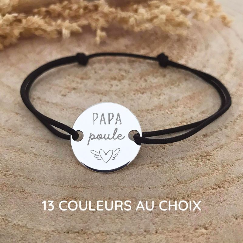 Bracelet papa poule gravé