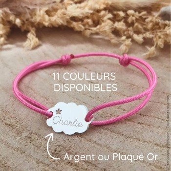 Bracelet gourmette Nuage étoile enfant à personnaliser