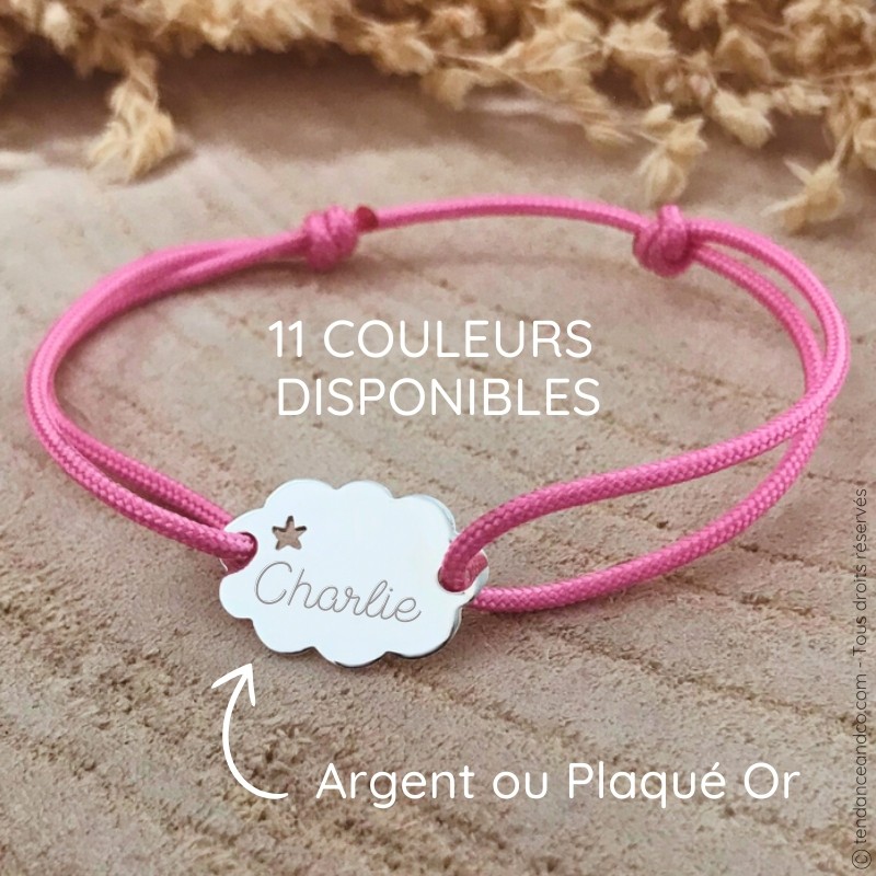 Bracelet Cordon Nuage et Etoile à Personnaliser