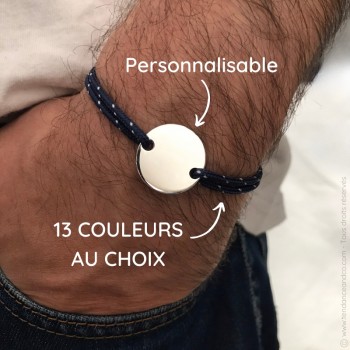 Bracelet cordon homme personnalisé Argent