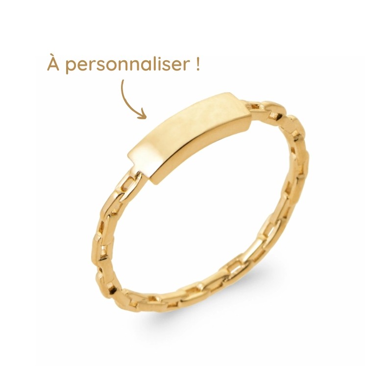 Bague chaîne personnalisée tendance