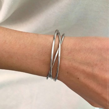 Bracelet triple jonc en Argent 925 Rhodié